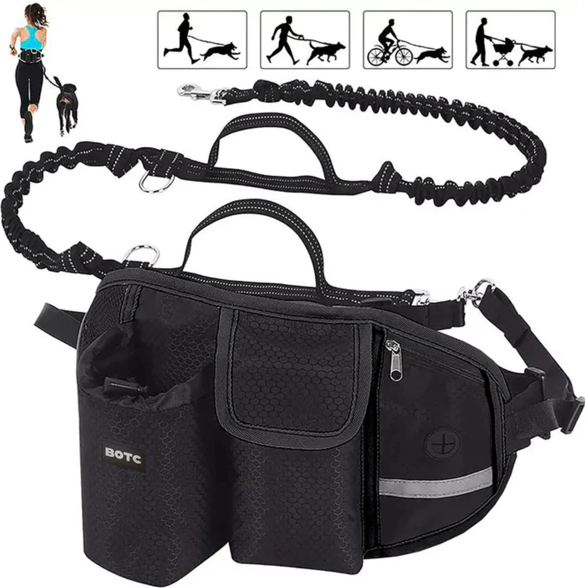BOTC Looplijn Hond Met Heupriem Voor Hardlopen - Hondenriem - Zwart 3 BOTC Looplijn Hond Met Heupriem Voor Hardlopen - Hondenriem - Zwart