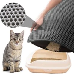 Blue Eyes Kattenbakmat, 30 Cm X 40 Cm, (!!! MAAT !!!) Kattenbakmat, Kattenbakonderlegger, Honingraatdesign, Kattenbak, Waterdicht, Dubbellaags Ontwerp, Honingraatmat (grijs) -Huisdierbenodigdheden Korting 1194x1200 27