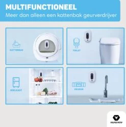 Vulpes Pets® Kattenbak Geurverdrijver PRO - Ozon En Negatieve Ionen Functie - Infraroodsensor - Oplaadbaar - Geurverwijderaar - Air Eliminator - Wit -Huisdierbenodigdheden Korting 1195x1200 10