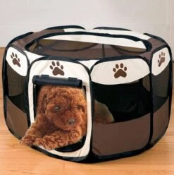 Opvouwbare Puppyren Bruin 90x90x60cm - Puppytent - Dogs&Co -Huisdierbenodigdheden Korting 1196x1200 9