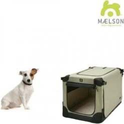 Maelson Soft Kennel - Robuuste Hondenbench Van Zacht Materiaal - Opvouwbare Kennel Met Stevig Stalen Binnenframe - Beige/zwart - XXS / XS / S / M / L / XL / XXL - 92 L -Huisdierbenodigdheden Korting 1197x1200 17