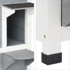 Relaxdays Kattenhuis Buiten - Groot Kattenhok Binnen - Hoog Kattenmeubel Grijs Hout - Tuin -Huisdierbenodigdheden Korting 1198x1200 56