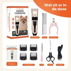 PetGoods Hondentondeuse - 10 Delige Set - Katten & Honden - Draadloos - Low Noise - Incl. Schaar, Nagelknipper, Vijl & Kam -Huisdierbenodigdheden Korting 1199x1200 4
