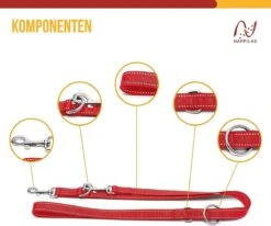 Happilax Dog Leash 2m Adjustable - Red / Reflective - 3-Step Adjustable Leash - Double Leash, Tug Leash - Geschikt Als Hondenriem Voor Grote Honden Of Als Sleepriem Voor Kleine Honden. -Huisdierbenodigdheden Korting 1200x1002