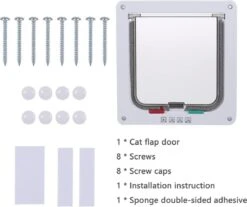 DOWO® - Kattenklep - Kattenluik - Kattenluikje - 4-weg Magneetsluiting Huisdierklep, Eenvoudige Installatie Kattendeur Huisdierendeur Aan De Muur, Houten Deur, Upvc Binnendeur, Baksteenwanden, Houten Deuren (M - Buitenmaat 19 X20 Cm) -Huisdierbenodigdheden Korting 1200x1007 8