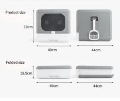Kattenbak | 2 Ingangen | Opening Bovenkant En Onder | Inklapbaar | Grijs -Huisdierbenodigdheden Korting 1200x1013 2