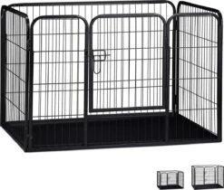 MaxxPet Puppyren - Hondenbench - Puppykennel - Hondenren - 125 X 78 X 80 Cm - Zwart -Huisdierbenodigdheden Korting 1200x1019