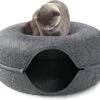 Merkloos A.K.A. Kattentunnel En Kattenmand In-1 – Kattenspeelgoed Speeltunnel Kattenhuis – Kattenhol Rond Kattenspeeltjes - Cat Cave Donut - Antraciet Vilt -Huisdierbenodigdheden Korting 1200x1019 7