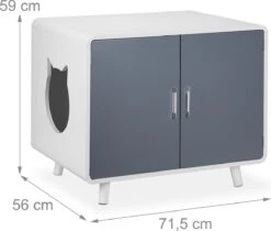 Relaxdays Kattenbak Ombouw Design - Kattenhuis Op Pootjes - Kattenmeubel Wit - Kattenkast -Huisdierbenodigdheden Korting 1200x1021 6