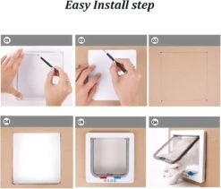 DOWO® - Kattenklep - Kattenluik - Kattenluikje - 4-weg Magneetsluiting Huisdierklep, Eenvoudige Installatie Kattendeur Huisdierendeur Aan De Muur, Houten Deur, Upvc Binnendeur, Baksteenwanden, Houten Deuren (M - Buitenmaat 19 X20 Cm) -Huisdierbenodigdheden Korting 1200x1027 7