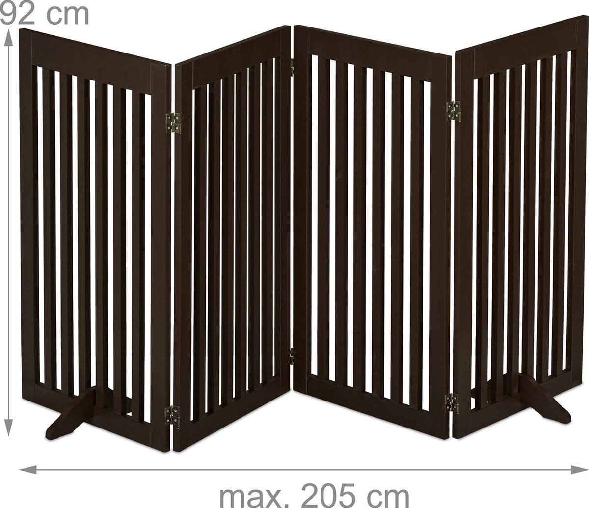 Relaxdays Veiligheidshekje Hout - 92 Cm Hoog - Kinderhek - Hondenhek - Inklapbaar - Bruin - 4 Panelen 7 Relaxdays Veiligheidshekje Hout - 92 Cm Hoog - Kinderhek - Hondenhek - Inklapbaar - Bruin - 4 Panelen - Image 5