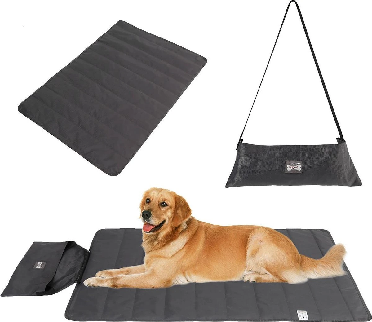 Honden Reisdeken In Handige Tas - Dierendeken - Zwart - 100x70CM - Makkelijk Meenemen 3 Honden Reisdeken In Handige Tas - Dierendeken - Zwart - 100x70CM - Makkelijk Meenemen