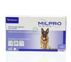 Milpro Ontwormingsmiddel - Hond Boven 5 Kg - 4 Tabletten -Huisdierbenodigdheden Korting 1200x1048