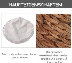 PawHut Kattenmand Rotan Kattennest Kattenbed Met Kussen Huisdierbed Bruin D30-104 -Huisdierbenodigdheden Korting 1200x1050 5