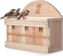 Wildtier Herz I Nestkast Voor Mussen Volgens NABU I 42cm X 32,5cm X 17cm Nestkasten Voor Vogels Van Massief Hout I Mussenhuis, Mussennestkast, Vogelmussenkolonie