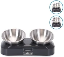 Nobleza Katten Voerbakjes - Ergonomische Dubbele Voerbak - Anti Braak Voerbak Voor Katten - Zwart - Dubbel - RVS -Huisdierbenodigdheden Korting 1200x1063 4
