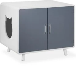 Relaxdays Kattenbak Ombouw Design - Kattenhuis Op Pootjes - Kattenmeubel Wit - Kattenkast -Huisdierbenodigdheden Korting 1200x1067 10