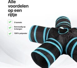 Tavaro Kattentunnel 5 Gangen - Met Speelbal - Kattenspeelgoed - Zwart / Blauw -Huisdierbenodigdheden Korting 1200x1067 8