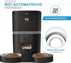 Pretty Paws QQ003 - Wifi Voermachine - Dubbele Voerbakjes - Zwart - Kat - 6L -Huisdierbenodigdheden Korting 1200x1074 5