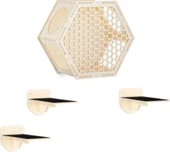 Navaris Katten Klimwand 4-delige Set - Katten Klimmuur Voor Binnenshuis - Kattenmeubel Met Wandmontage - Met Drie Plankjes Voor Meer Klimplezier