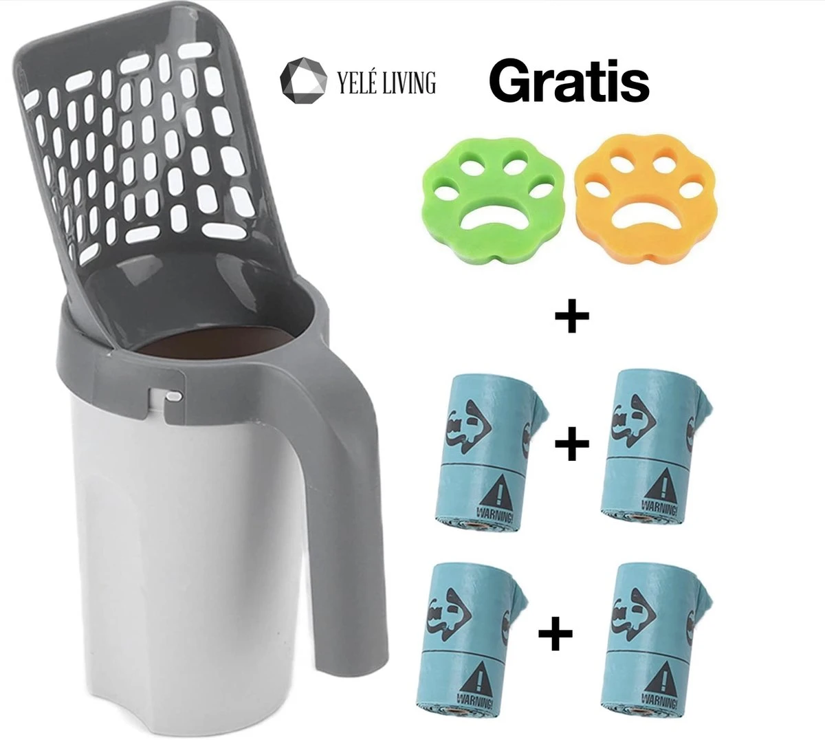 YELÉ LIVING – Kattenbakschep – Haarverwijderaar - Cat Litter Scoop – Kattenbakschep Met Container – Katten – Kattenbak – Grijs/wit – Kattenbak Schep – Grind – Kattengrind – Kattenbak Grind – Poep Zakjes – Afvalcontainer - All-in-1 Kattenbakschep 3 YELÉ LIVING – Kattenbakschep – Haarverwijderaar - Cat Litter Scoop – Kattenbakschep Met Container – Katten – Kattenbak – Grijs/wit – Kattenbak Schep – Grind – Kattengrind – Kattenbak Grind – Poep Zakjes – Afvalcontainer - All-in-1 Kattenbakschep