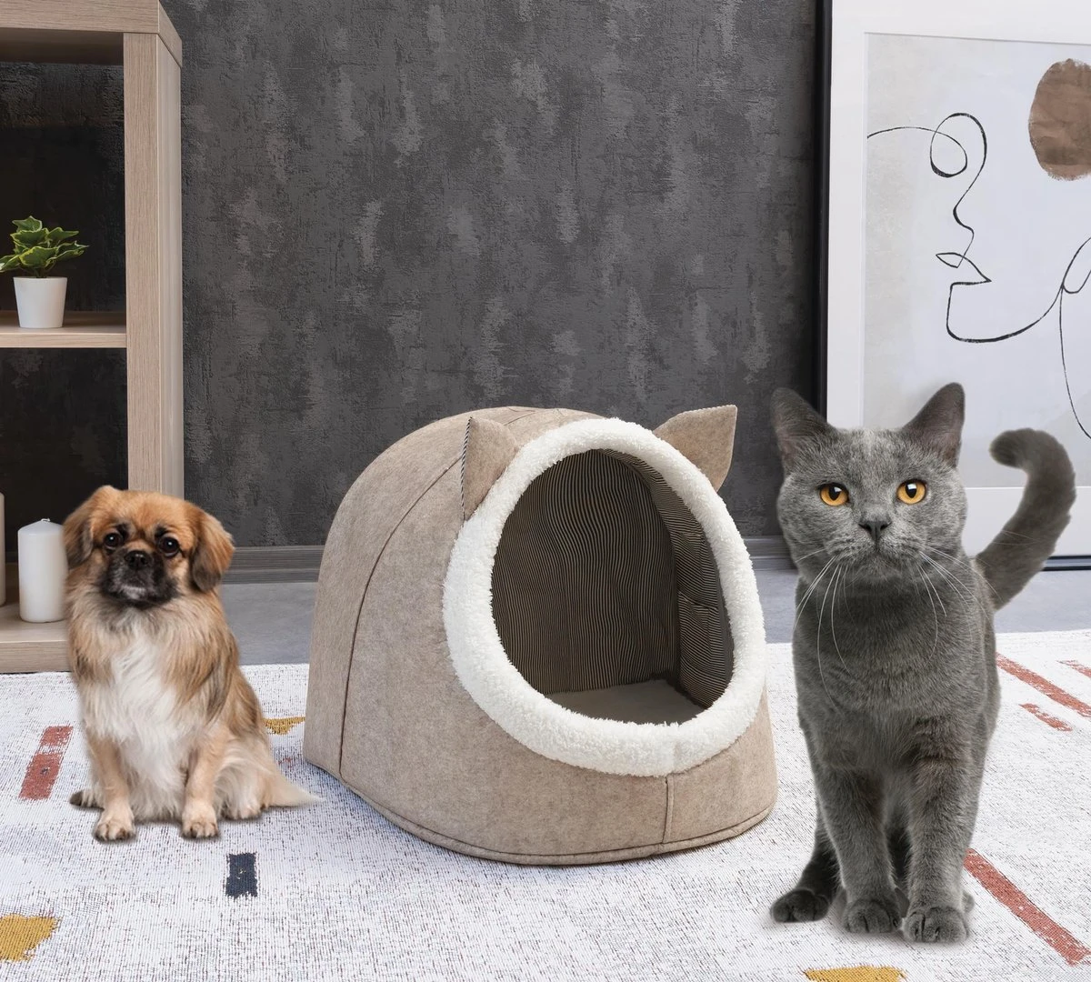 Merkloos Opvouwbaar Kattenhuis - En Hondennest – Cat House - Kattenhol - Cat Cave - Beige 5 Merkloos Opvouwbaar Kattenhuis - En Hondennest – Cat House - Kattenhol - Cat Cave - Beige - Image 3