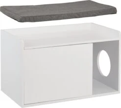 Relaxdays Kattenbak Ombouw - Met Zitkussen - Kattenhuis Wit - Kattenmeubel - Kattenkast -Huisdierbenodigdheden Korting 1200x1080 9