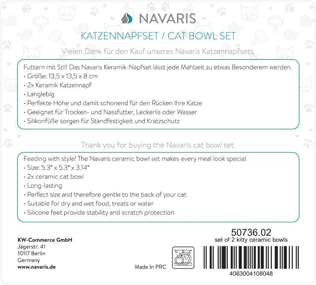 Navaris Voerbakjes Voor Katten - Set Van 2 Voer- En Waterbakken - Etensbak Van Keramiek - Met Antislip Voetjes - Kattenvorm - Roze/Groen 4 Navaris Voerbakjes Voor Katten - Set Van 2 Voer- En Waterbakken - Etensbak Van Keramiek - Met Antislip Voetjes - Kattenvorm - Roze/Groen - Image 2