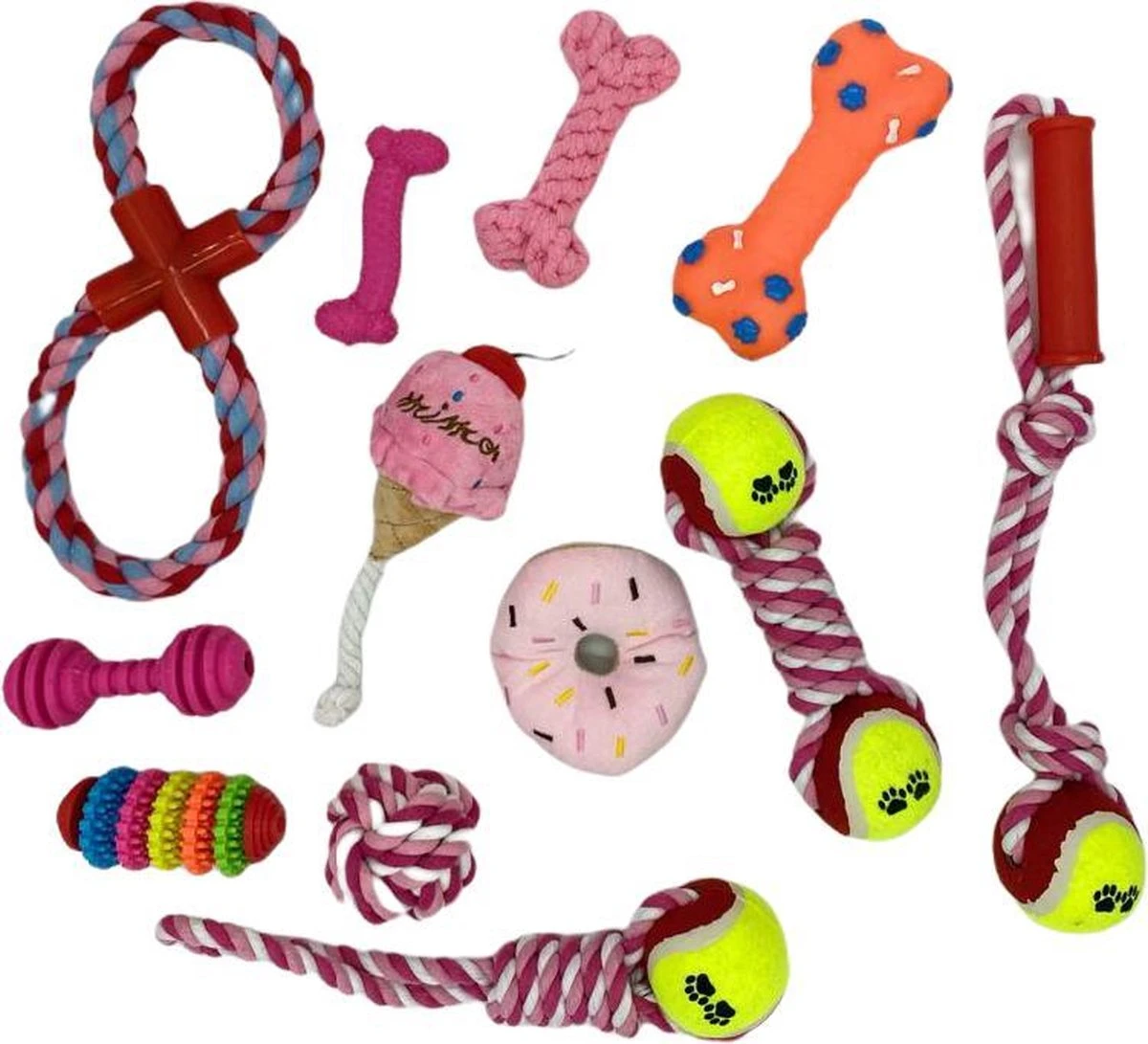 Honden Speelgoed - Puppy Speelgoed - 11 Stuks - Roze - 1 Speeltje Gratis - Honden Knuffel - Trektouw - Honden Speeltjes 4 Honden Speelgoed - Puppy Speelgoed - 11 Stuks - Roze - 1 Speeltje Gratis - Honden Knuffel - Trektouw - Honden Speeltjes - Image 2
