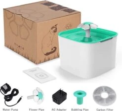 Merkloos Drinkfontein Voor Huisdieren, Water Fontein - Waterdispenser - Waterautomaat Drinkbakken 2L Voor Huisdieren Konijnen - Honden - Katten - Groen -Huisdierbenodigdheden Korting 1200x1093 5