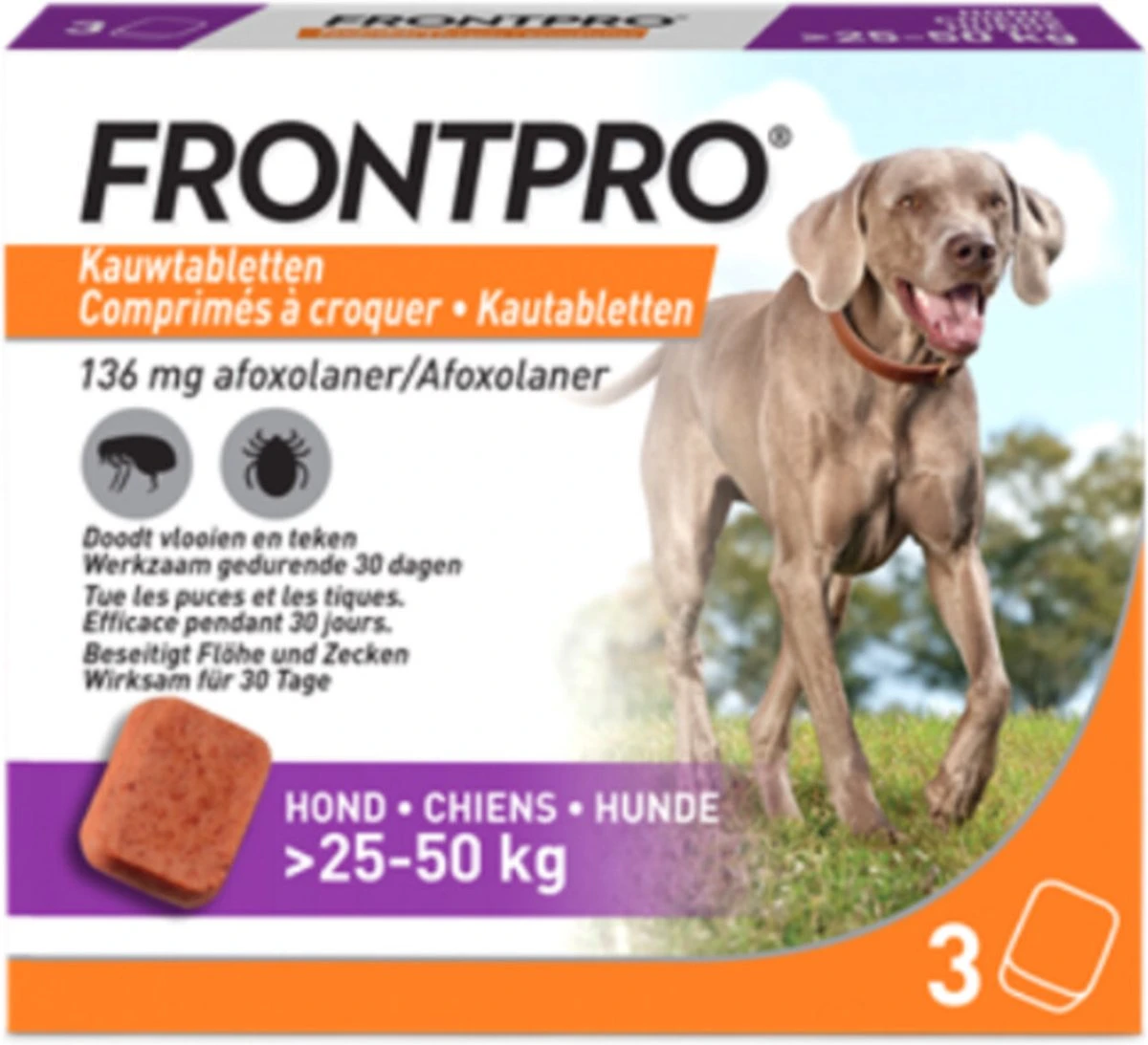 Frontpro Hond XL 25-50 Kg 3 Tabletten 3 Frontpro Hond XL 25-50 Kg 3 Tabletten
