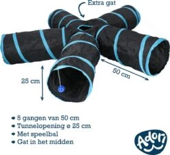 Adori Katten Tunnel 5 Gangen - Kattenspeelgoed - Ø25x50 Cm Zwart -Huisdierbenodigdheden Korting 1200x1094 10