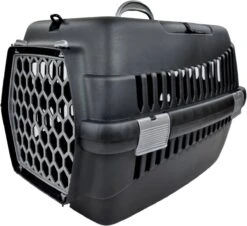 Topmast Reismand Hives - Kunststof Transportmand - Zwart - 46 X 32 X 33 Cm - Vervoersbox - Voor Kat En Kleine Hond