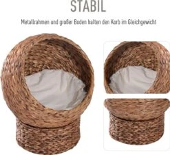 PawHut Kattenmand Rotan Kattennest Kattenbed Met Kussen Huisdierbed Bruin D30-104 -Huisdierbenodigdheden Korting 1200x1096 14