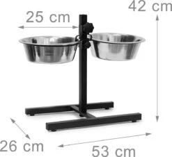 Relaxdays Hondenvoerbak Op Standaard - In Hoogte Verstelbaar - Dubbele Voerbak - Hondenbak - 2 X 2,15 Liter -Huisdierbenodigdheden Korting 1200x1097