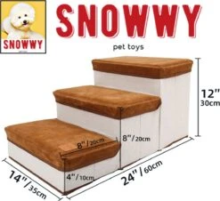 SNOWWY - Hondentrap Met Opslagruimte - Honden Loopplank Met Handige Opslagvakje - Hondenloopplanken - Inklapbaar - Huisdier Opstap - Hondentrapje - Bruin -Huisdierbenodigdheden Korting 1200x1099 1