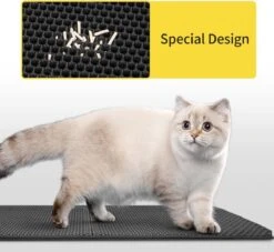 Nobleza Kattenbakmat - Kattenmat Met Filter - Kattenbak Accessoires - Grit Opvanger - 3 Lagen - Waterdicht - 60x45 Cm - Opvouwbaar - Zwart -Huisdierbenodigdheden Korting 1200x1102 14
