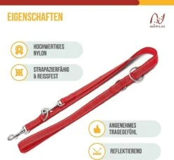 Happilax Dog Leash 2m Adjustable - Red / Reflective - 3-Step Adjustable Leash - Double Leash, Tug Leash - Geschikt Als Hondenriem Voor Grote Honden Of Als Sleepriem Voor Kleine Honden. -Huisdierbenodigdheden Korting 1200x1103