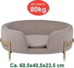 Maxxpro Pet Bed - Huisdieren Tot 80KG - Zacht Fluwelen Kussen - Verhoogd Katten- En Hondenbed - Grijs - 60,5 X 40,5 X 23,5 Cm -Huisdierbenodigdheden Korting 1200x1103 5