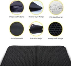 Nobleza Kattenbakmat - Kattenmat Met Filter - Kattenbak Accessoires - Grit Opvanger - 3 Lagen - Waterdicht - 60x45 Cm - Opvouwbaar - Zwart -Huisdierbenodigdheden Korting 1200x1108 6