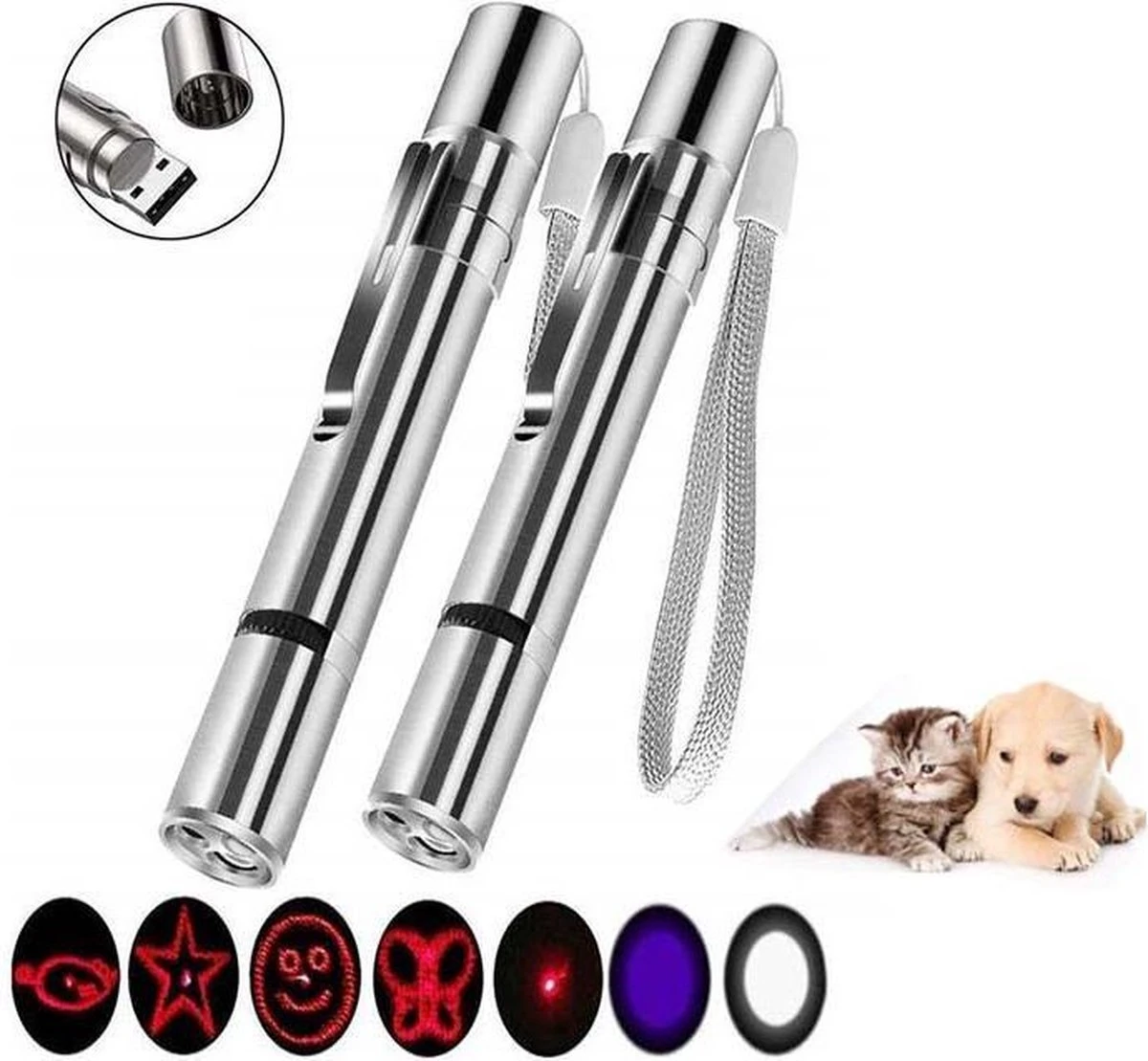 USB Laserpen-7 In 1- Kattenspeelgoed-rode Laser- Fluwelen Opbergzakje- LED- UV Licht- USB Oplaadbaar- Laserlampje- Nieuw Model 2020 4 USB Laserpen-7 In 1- Kattenspeelgoed-rode Laser- Fluwelen Opbergzakje- LED- UV Licht- USB Oplaadbaar- Laserlampje- Nieuw Model 2020 - Image 2