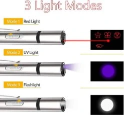 Laserpen - Oplaadbaar Met USB - Rode Laser - RVS Zilver - UV - Zaklamp - LED - Kat - Katten Speeltjes - Kattenspeelgoed - 7 Verschillende Standen -Huisdierbenodigdheden Korting 1200x1114 21