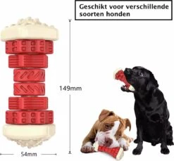 3-in-1 Hondenkauwbot - Gebitsverzorging - IQ Training - Voedsel Afgifte Functie - Geometrisch Ontwerp - Duurzaam & Milieuvriendelijk - Kauwbot - Honden - Hondenbot - Rood -Huisdierbenodigdheden Korting 1200x1114 9