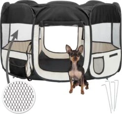 Dailyibed Opvouwbare Puppyren - Zwart - 115x115x58 Cm - Incl. Draagtas - Incl. Voederbak -Huisdierbenodigdheden Korting 1200x1120 6