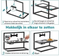 BJ Pets Verhoogde Hondenvoerbak – 3 Hoogtes Verstelbaar – Drinkbak Hond - Voerbak Met Standaard -Huisdierbenodigdheden Korting 1200x1126 4