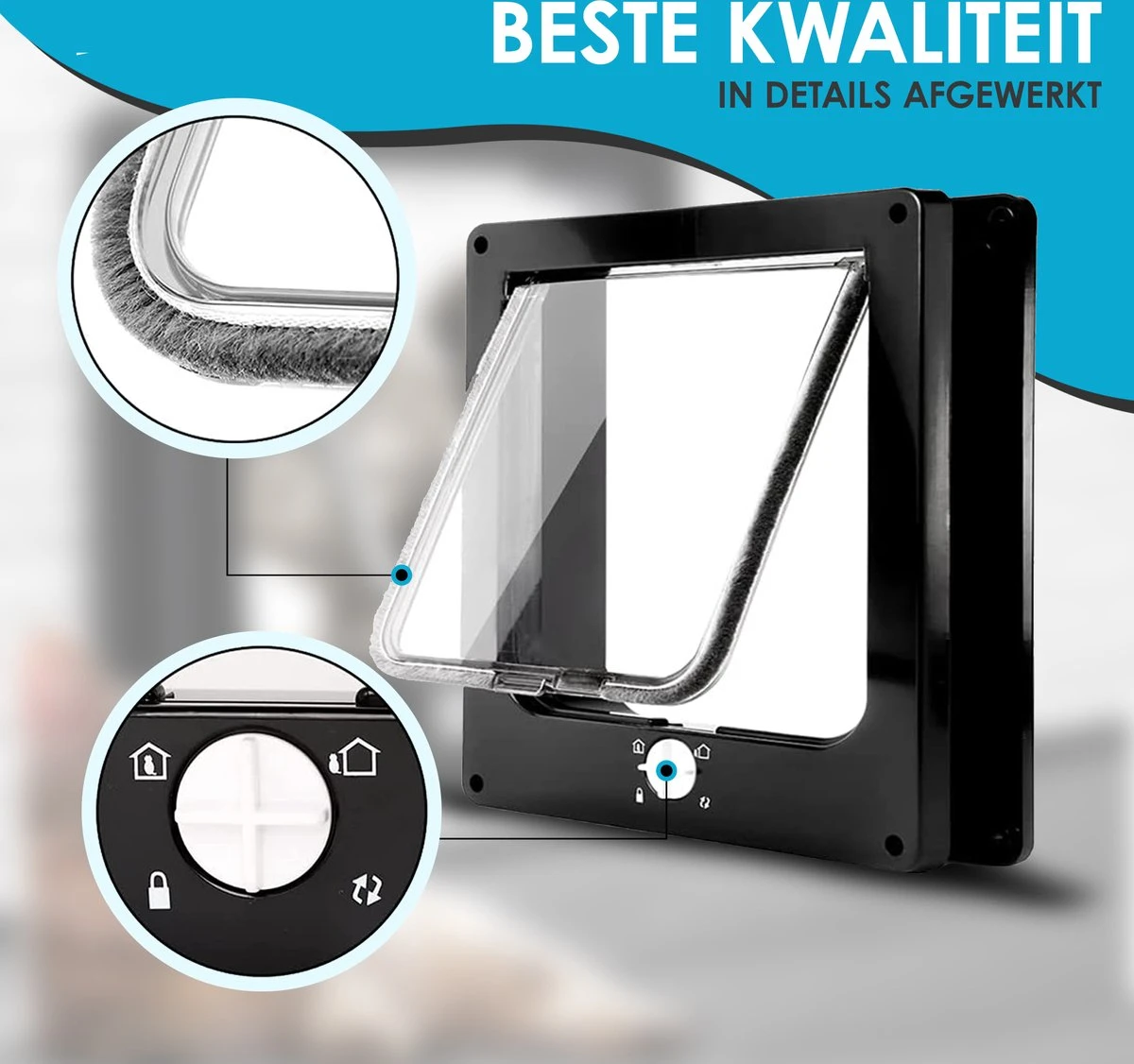 Gluxury Kattenluik Zwart Met Tunnel - 4 Vergrendelingsstanden - Weerbestendig - Binnen En Buiten - Maat L - Nederlandse Handleiding 6 Gluxury Kattenluik Zwart Met Tunnel - 4 Vergrendelingsstanden - Weerbestendig - Binnen En Buiten - Maat L - Nederlandse Handleiding - Image 4