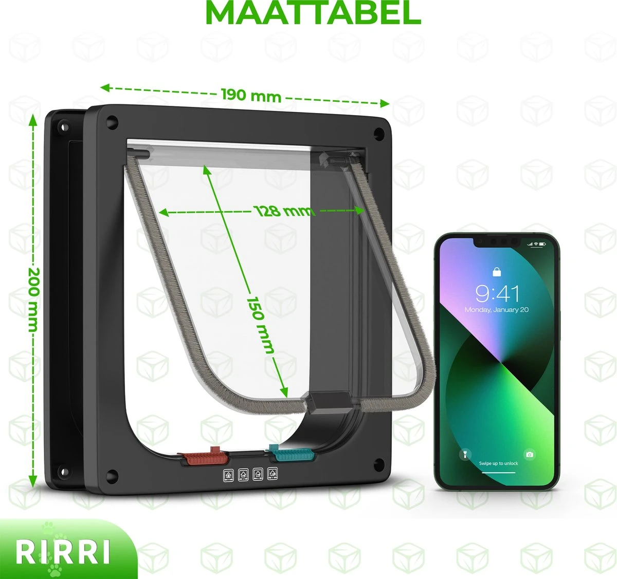 Rirri Kattenluik Met Tunnel - 4 Vergrendelingsstanden - Weersbestendig - Binnen En Buiten - Maat M - Zwart - 19 X 20 Cm 4 Rirri Kattenluik Met Tunnel - 4 Vergrendelingsstanden - Weersbestendig - Binnen En Buiten - Maat M - Zwart - 19 X 20 Cm - Image 2