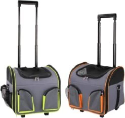 Pawise Luxe Katten En Honden Trolley Tot 7kg - Reismand – Grijs – Telescopisch Handvat – Met Doorkijkvensters En Opbergvakken – Optimale Ventilatie -Huisdierbenodigdheden Korting 1200x1130 7