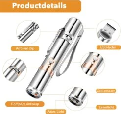 DOWO® - Laserpen - USB Oplaadbaar - Kattenspeeltjes - 7 Verschillende Standen - Laserlampje - RVS Zilver - Laser Pointer -Huisdierbenodigdheden Korting 1200x1133 15
