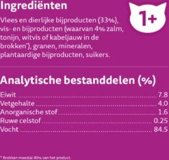 Whiskas 1+ Natvoer - Vis - Selectie In Gelei - Maaltijdzakjes 40 X 85 G -Huisdierbenodigdheden Korting 1200x1134 10